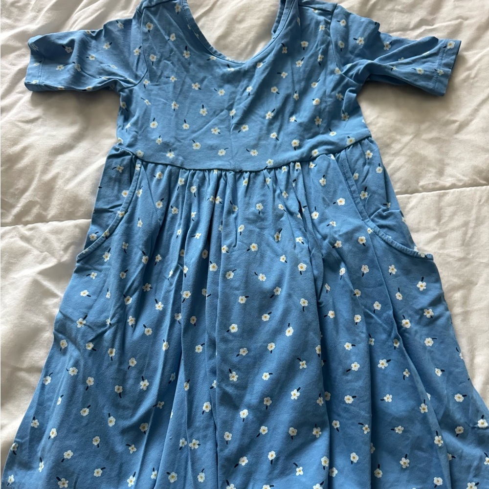Hanna Andersson Blue Floral Pocket Skater Dress size 110(5)